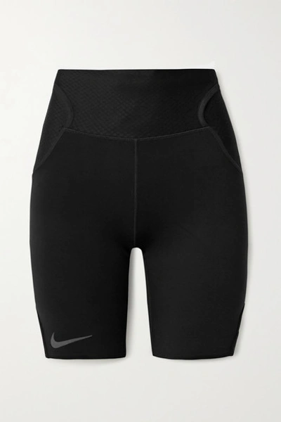 Nike City Ready Striped Mesh-trimmed Dri-fit Shorts In Black