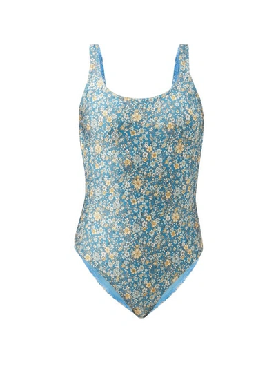 Zimmermann Carnaby Floral-print Swimsuit In Light Blue