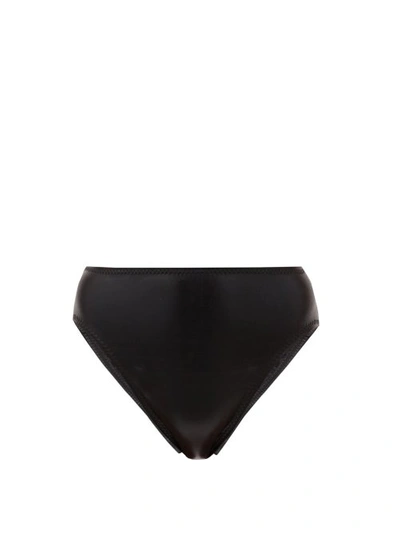 Norma Kamali High-cut Wet-look Bikini Briefs In Black