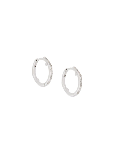 Shaun Leane Sterling Silver Cherry Blossom Diamond Hoop Earrings In Metallic