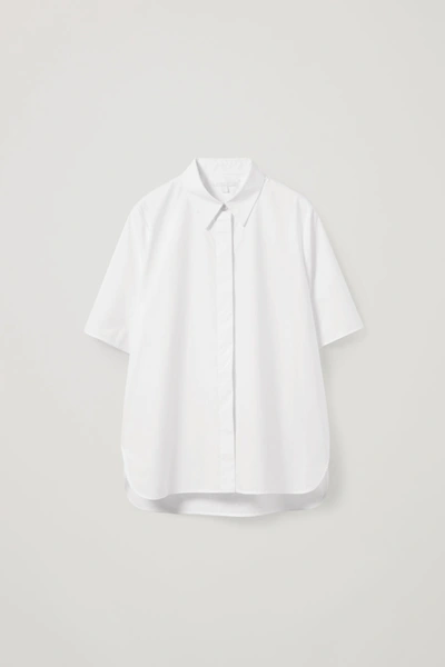 Cos Boxy Cotton Shirt In White