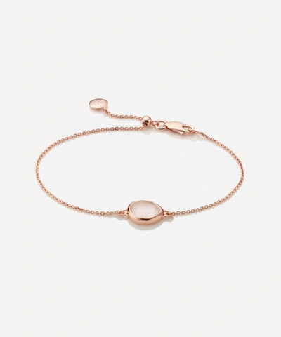 Monica Vinader Rose Gold Plated Vermeil Silver Siren Rose Quartz Fine Chain Bracelet In Rose Gold Vermeil