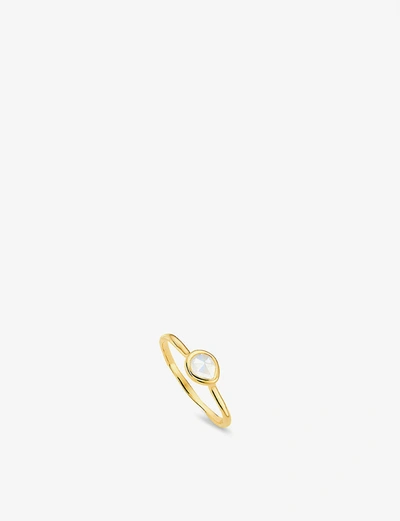 Monica Vinader Gold Plated Vermeil Silver Siren Small Moonstone Stacking Ring