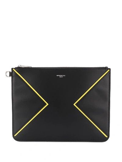 Givenchy Contrast Piping Zipped Clutch In Black