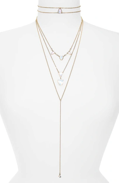 Topshop Glitter Stone Multirow Combination Necklace In White