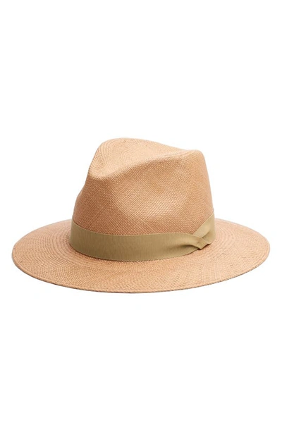 Rag & Bone Grosgrain-trimmed Straw Panama Hat In Taupe
