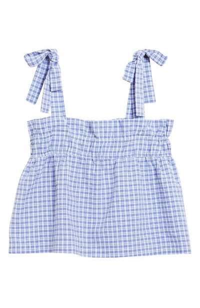English Factory Plaid Tie Shoulder Top In Blue