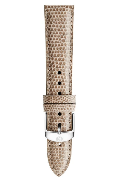 Michele 16mm Lizardskin Watch Strap In Beige