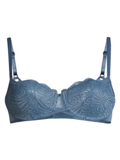 Chantelle Pyramide Lace Unlined Demi Underwire Bra In Petrol Blue