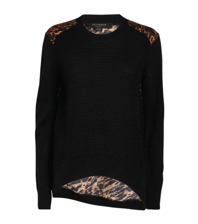 Allsaints Baya Ambient Printed-back Sweater In Black/brown
