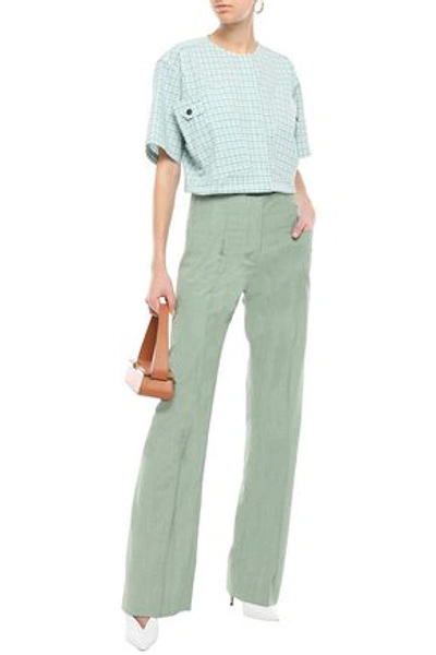 Victoria Beckham Checked Stretch-wool Top In Mint