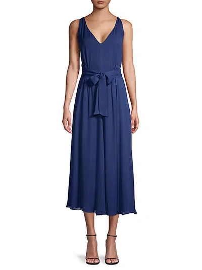 Donna Karan Women's Waist-tie Midi Dress In Navy