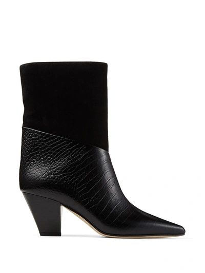 Jimmy Choo Bear 65 Leather And Suede Boots In Black