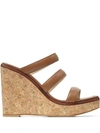 Jimmy Choo Athenia 110 Leather Wedge Sandals In Cuoio