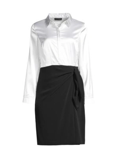 Donna Karan Women's Satin Bodice Shirtdress In Cream Black