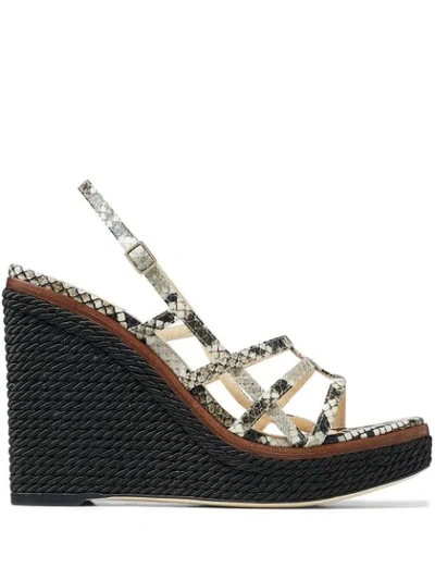 Jimmy Choo Ariela Snake Printed Platform Wedge Sandal In Natural