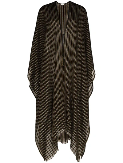 Saint Laurent Lurex Stripe Linen Poncho In Black