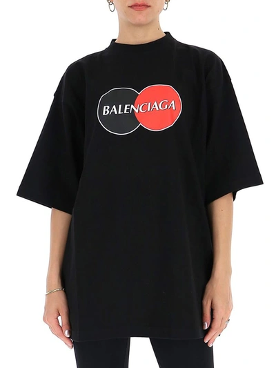 Balenciaga Uniform Logo Oversized Cotton T-shirt In Black