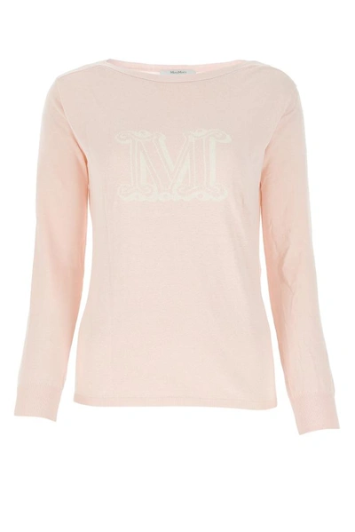 Max Mara Salice Monogram Silk And Linen Sweater In Pink