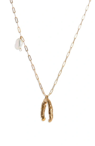 Alighieri Flashback River & Baroque Pearl Necklace In Gold