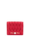 Miu Miu Matelassé Leather Bi-fold Wallet In Fuoco