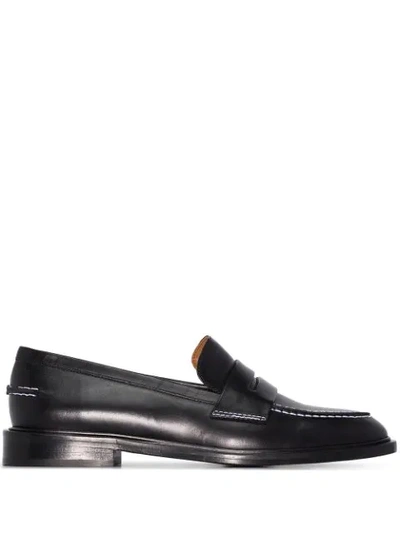 Atp Atelier Monti' Contrast Stitching Leather Loafers In Black