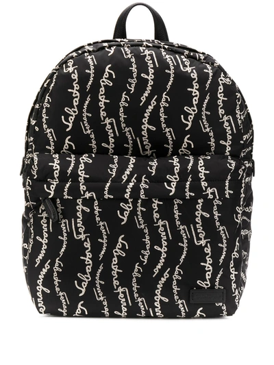 Ferragamo Nylon Backpack With Leather Details In Black,white