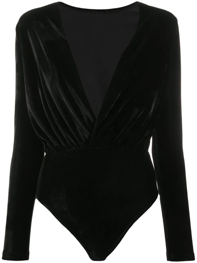 Alchemy Long-sleeve Wrap Bodysuit In Black