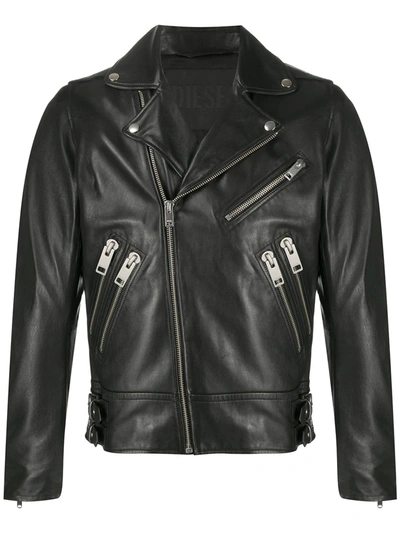 Diesel Buckled Multi-pocket Bikerjacket In Black