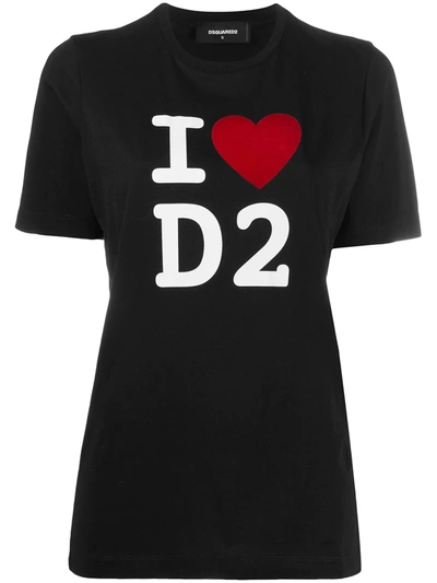 Dsquared2 D2 Logo-printed T-shirt In Black,white,red
