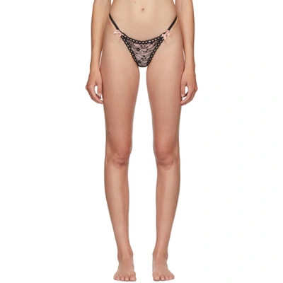 Agent Provocateur Black And Pink Gracelyn Thong In Black/pink
