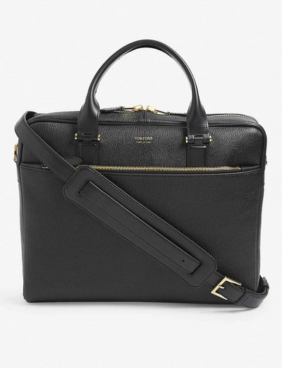 Tom Ford Grained Leather Briefcase In Black