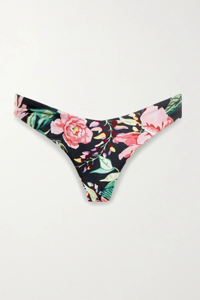 Zimmermann Bellitude Floral-print Bikini Briefs In Navy