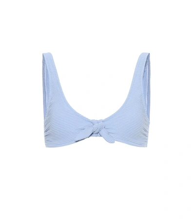 Heidi Klein Bora Bora Bow-detailed Ribbed Bikini Top In Blue
