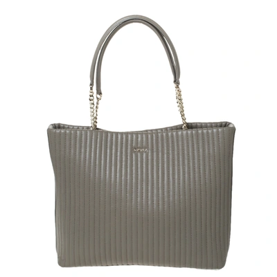 Pre-owned Dkny Grey Striped Effect Leather Tote