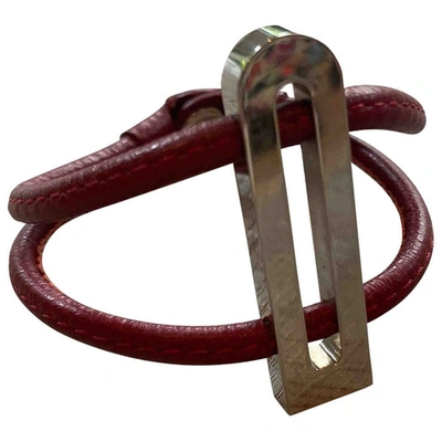 Pre-owned Delvaux Leather Bracelet In Burgundy