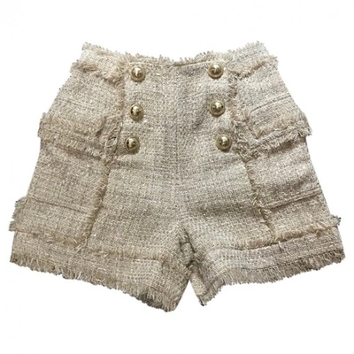 Pre-owned Balmain Beige Tweed Shorts