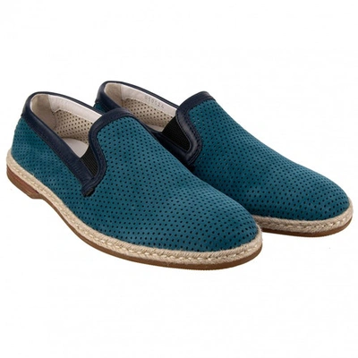 Pre-owned Dolce & Gabbana Turquoise Suede Espadrilles