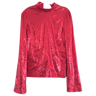 Pre-owned Galvan Glitter Blouse In Red