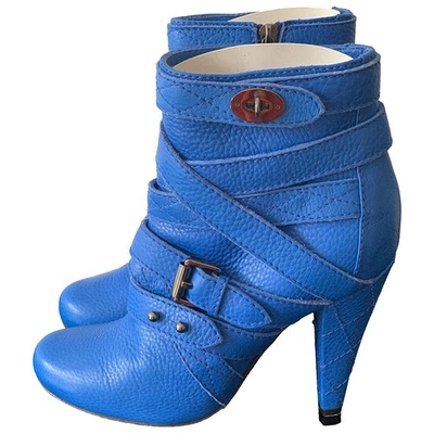 Pre-owned Mulberry Leather Buckled Boots In Blue