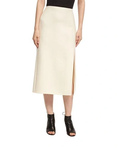 Narciso Rodriguez Wool-silk Pencil Skirt With Slit, Ivory