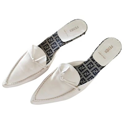 Pre-owned Fendi White Leather Mules & Clogs