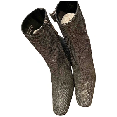 Pre-owned Dorateymur Glitter Ankle Boots In Silver