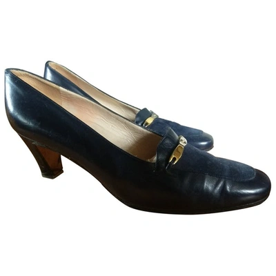 Pre-owned Ferragamo Leather Flats In Blue