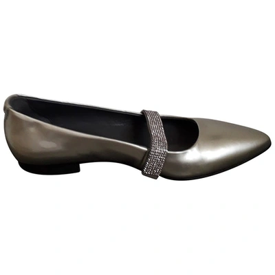 Pre-owned Blumarine Silver Leather Ballet Flats