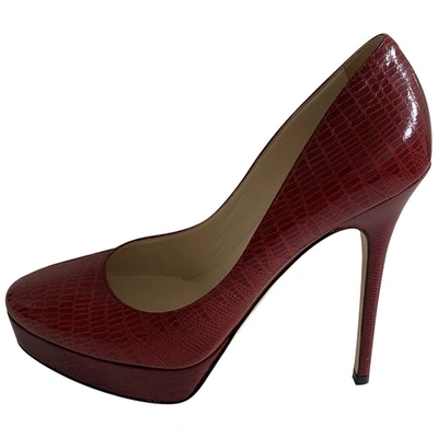 Pre-owned Jimmy Choo Patent Leather Heels In Burgundy