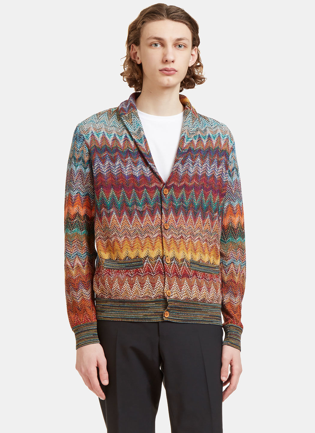 Missoni Men's Zigzag Knit Cardigan In Multicolour | ModeSens