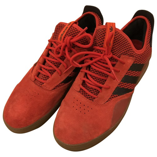 red suede adidas trainers