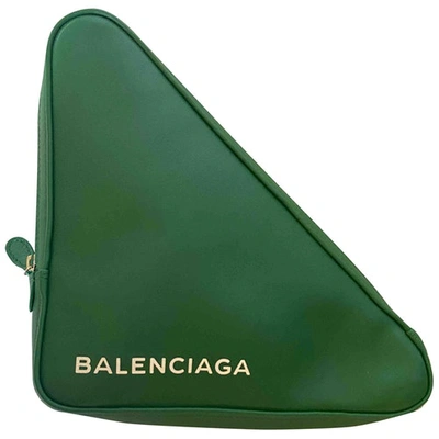 Pre-owned Balenciaga Triangle Leather Clutch Bag In Green