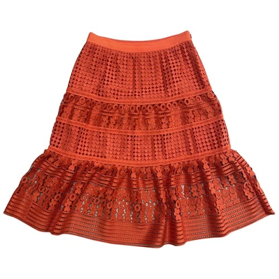 Pre-owned Diane Von Furstenberg Mid-length Skirt In Orange
